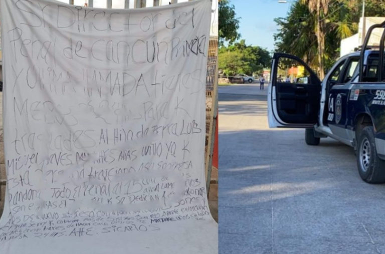 Hallan narcomanta en la entrada de una escuela de Cancún