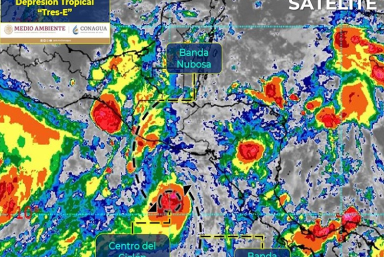 Se forma Depresión Tropical Tres-E en el Pacífico; ocasionará lluvias en la Península de Yucatán