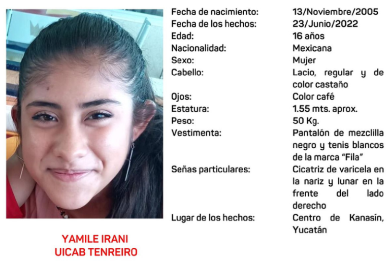 Activan Alerta Amber por desaparición de adolescente en Kanasín, Yucatán