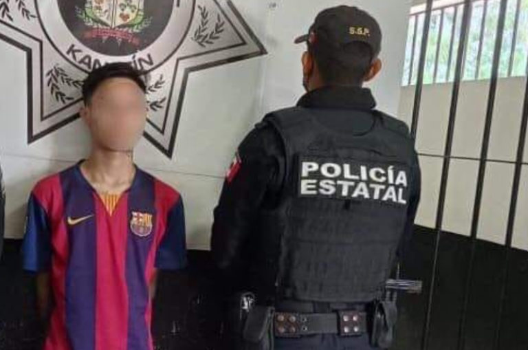 Detienen a joven con pistola y drogas en Kanasín